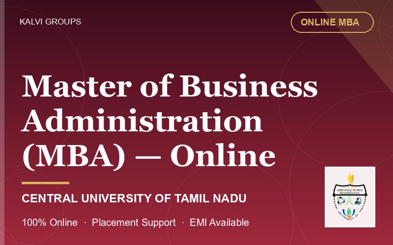 Master of Business Administration (MBA) — Online — Central University of Tamil Nadu