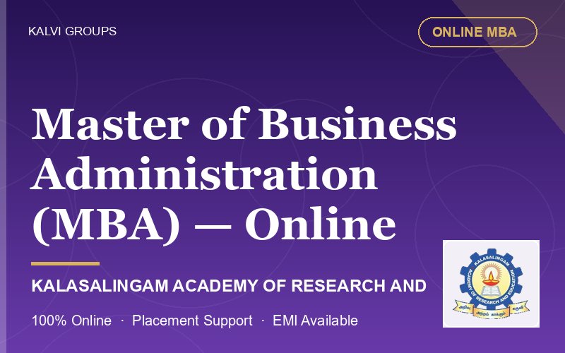 Master of Business Administration (MBA) — Online — Kalasalingam Academy of Research and Education